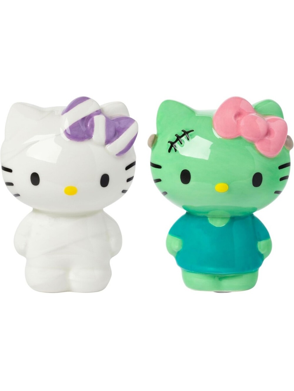 Hello Kitty || Halloween Frankenstein & Mummy Ceramic Salt & Pepper Shaker Set